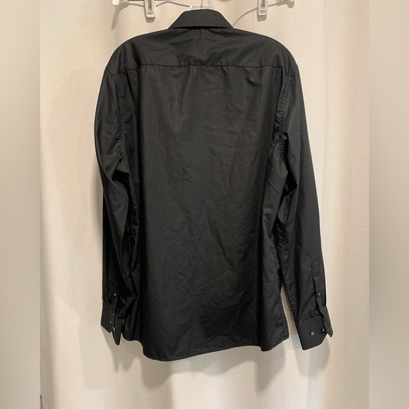 Rossi Milano Italy Modern Fit Black Button Down Sz L/16.5 - Picture 2 of 6